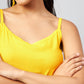 InWeave Women's Solid Yellow Strappy Kurta - Swadesiicart
