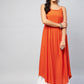 InWeave Women's Solid Orange Strappy Kurta - Swadesiicart