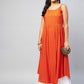 InWeave Women's Solid Orange Strappy Kurta - Swadesiicart