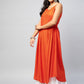 InWeave Women's Solid Orange Strappy Kurta - Swadesiicart