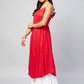 InWeave Women's Solid Red Strappy Kurta - Swadesiicart
