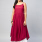 InWeave Women's Solid Maroon Strappy Kurta - Swadesiicart