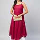 InWeave Women's Solid Maroon Strappy Kurta - Swadesiicart