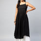 InWeave Women's Solid Black Strappy Kurta - Swadesiicart