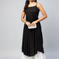 InWeave Women's Solid Black Strappy Kurta - Swadesiicart