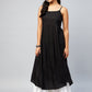 InWeave Women's Solid Black Strappy Kurta - Swadesiicart