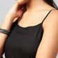 InWeave Women's Solid Black Strappy Kurta - Swadesiicart