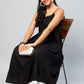 InWeave Women's Solid Black Strappy Kurta - Swadesiicart