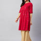 InWeave Women's Ruby Red Chikankari Anarkali Kurta - Swadesiicart