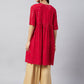 InWeave Women's Ruby Red Chikankari Anarkali Kurta - Swadesiicart