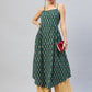 InWeave Women's Green Kantha Ikkat Strappy Kurta - Swadesiicart