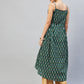 InWeave Women's Green Kantha Ikkat Strappy Kurta - Swadesiicart