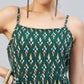 InWeave Women's Green Kantha Ikkat Strappy Kurta - Swadesiicart