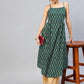 InWeave Women's Green Kantha Ikkat Strappy Kurta - Swadesiicart