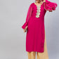 InWeave Women's Fuschia Organza Sleeve Gota Work Kurta - Swadesiicart