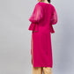 InWeave Women's Fuschia Organza Sleeve Gota Work Kurta - Swadesiicart