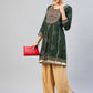 InWeave Women's Green Gota Mirror Work Kurta - Swadesiicart