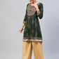 InWeave Women's Green Gota Mirror Work Kurta - Swadesiicart