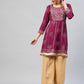 InWeave Women's Wine Gota Mirror Kurta - Swadesiicart