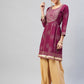 InWeave Women's Wine Gota Mirror Kurta - Swadesiicart