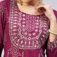 InWeave Women's Wine Gota Mirror Kurta - Swadesiicart