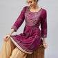 InWeave Women's Wine Gota Mirror Kurta - Swadesiicart