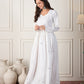 InWeave White Mirror Work Long Anarkali Kurta - Swadesiicart