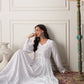 InWeave White Mirror Work Long Anarkali Kurta - Swadesiicart