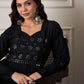 InWeave Black Mirror Work Long Anarkali Kurta - Swadesiicart