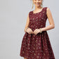 InWeave Women's Burgundy Silver Gold Printed Kurta - Swadesiicart