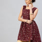 InWeave Women's Burgundy Silver Gold Printed Kurta - Swadesiicart