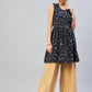 InWeave Women's Blue Silver Gold Printed Kurta - Swadesiicart