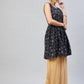 InWeave Women's Blue Silver Gold Printed Kurta - Swadesiicart