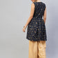 InWeave Women's Blue Silver Gold Printed Kurta - Swadesiicart