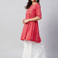 InWeave Women's Red Bandhani Shrot Anarkali Kurta - Swadesiicart