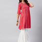 InWeave Women's Red Bandhani Shrot Anarkali Kurta - Swadesiicart