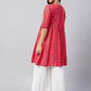 InWeave Women's Red Bandhani Shrot Anarkali Kurta - Swadesiicart