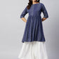 InWeave Women's Blue Bandhani Shrot Anarkali Kurta - Swadesiicart