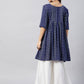 InWeave Women's Blue Bandhani Shrot Anarkali Kurta - Swadesiicart