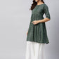 InWeave Women's Green Bandhani Shrot Anarkali Kurta - Swadesiicart