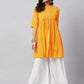 InWeave Women's Yellow Bandhani Short Anarkali Kurta - Swadesiicart