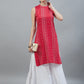 InWeave Women's Red Bandhej Halter Kurta - Swadesiicart