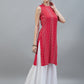 InWeave Women's Red Bandhej Halter Kurta - Swadesiicart