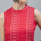 InWeave Women's Red Bandhej Halter Kurta - Swadesiicart