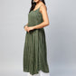 InWeave Women's Green Zig Zag Print Strappy Kurta - Swadesiicart