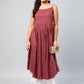 InWeave Women's Maroon Zig Zag Print Strappy Kurta - Swadesiicart