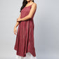 InWeave Women's Maroon Zig Zag Print Strappy Kurta - Swadesiicart