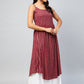 InWeave Women's Maroon Zig Zag Print Strappy Kurta - Swadesiicart