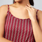 InWeave Women's Maroon Zig Zag Print Strappy Kurta - Swadesiicart