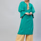 InWeave Women's Aqua Blue Organza Sleeve Gota Work Kurta - Swadesiicart